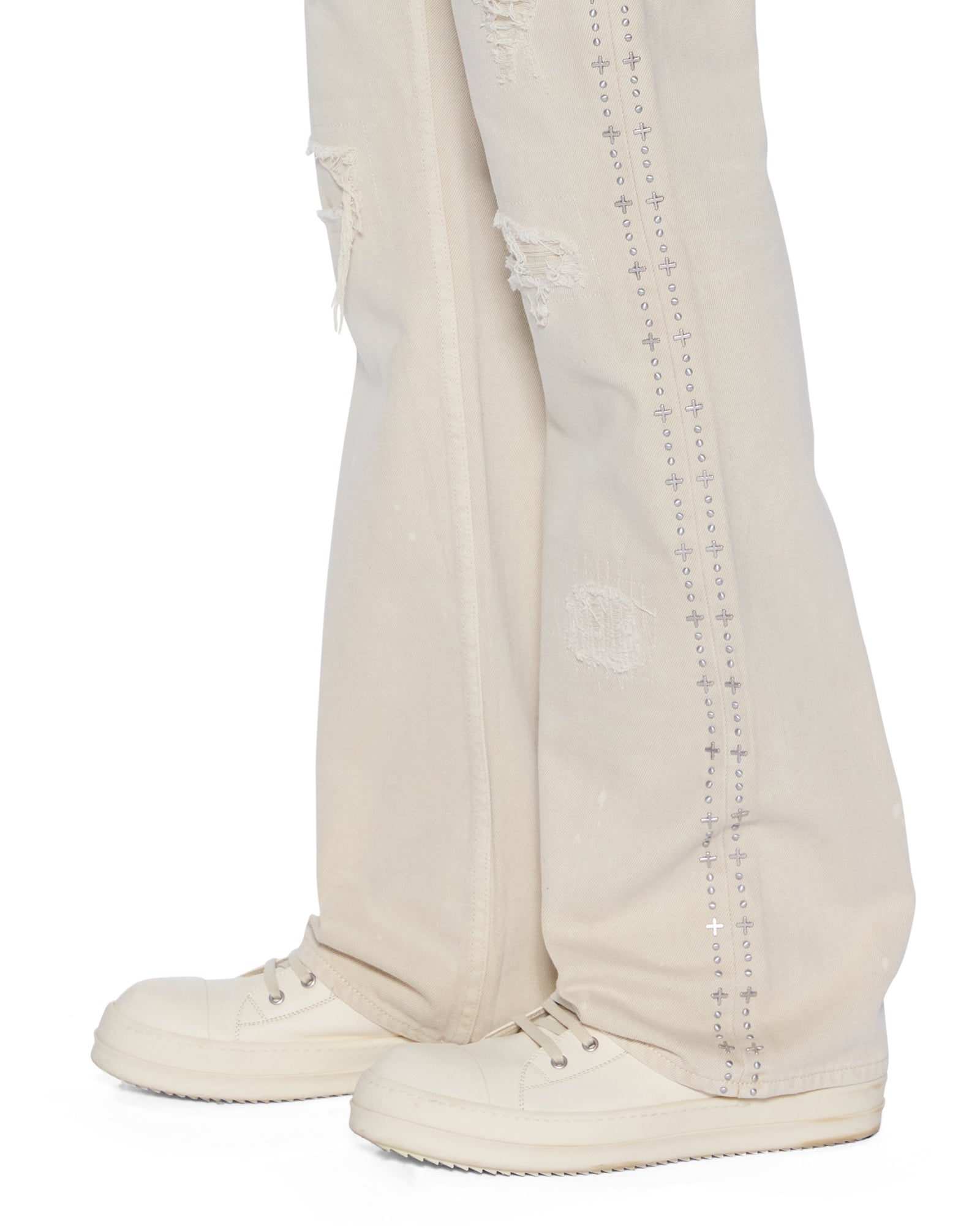 Mens Bronko Ivory Trashed Bootcut Denim Jeans - Image 4
