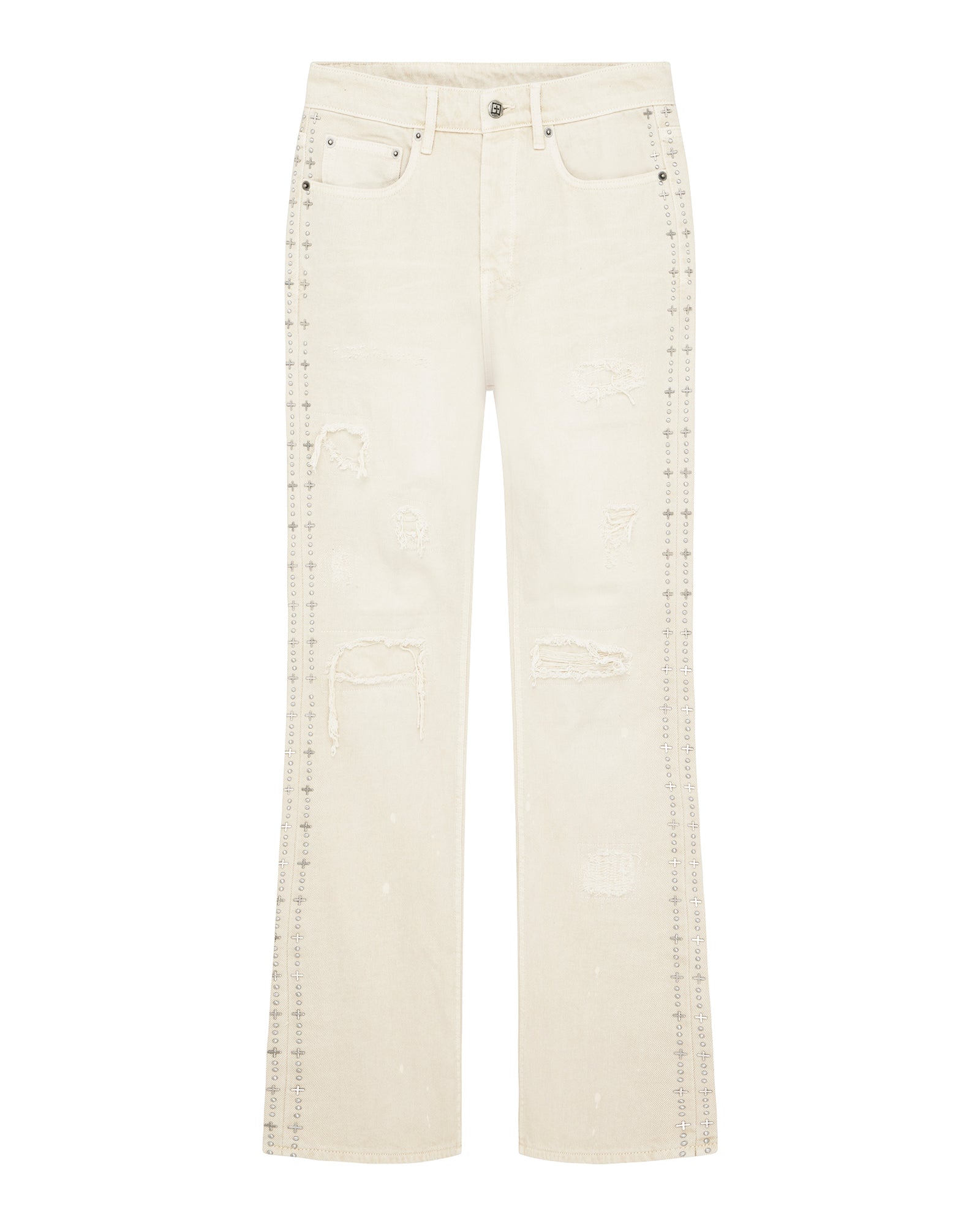Mens Bronko Ivory Trashed Bootcut Denim Jeans - Image 7