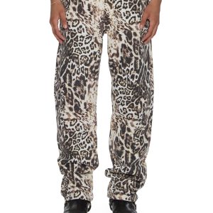 Womens Mowalola Anti K Cheetah Relaxed Denim Jeans