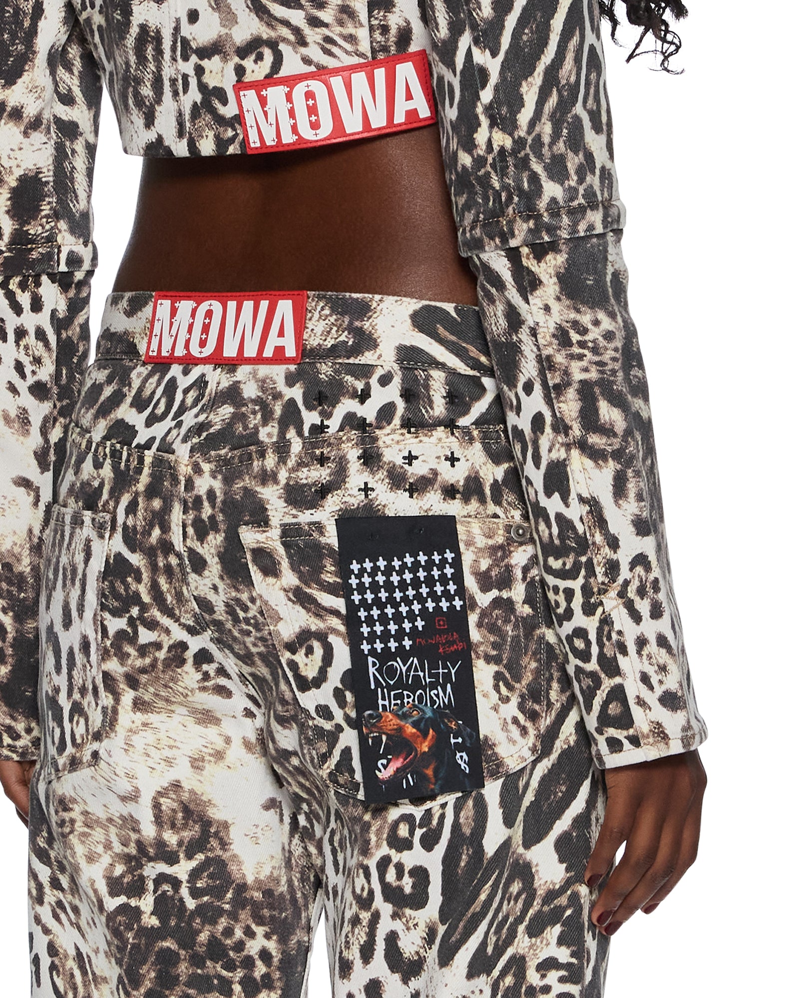 Womens Mowalola Anti K Cheetah Relaxed Denim Jeans - Image 2