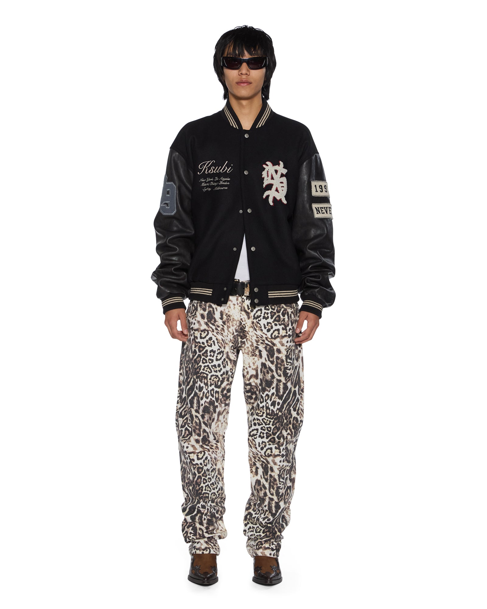 Womens Mowalola Anti K Cheetah Relaxed Denim Jeans - Image 3