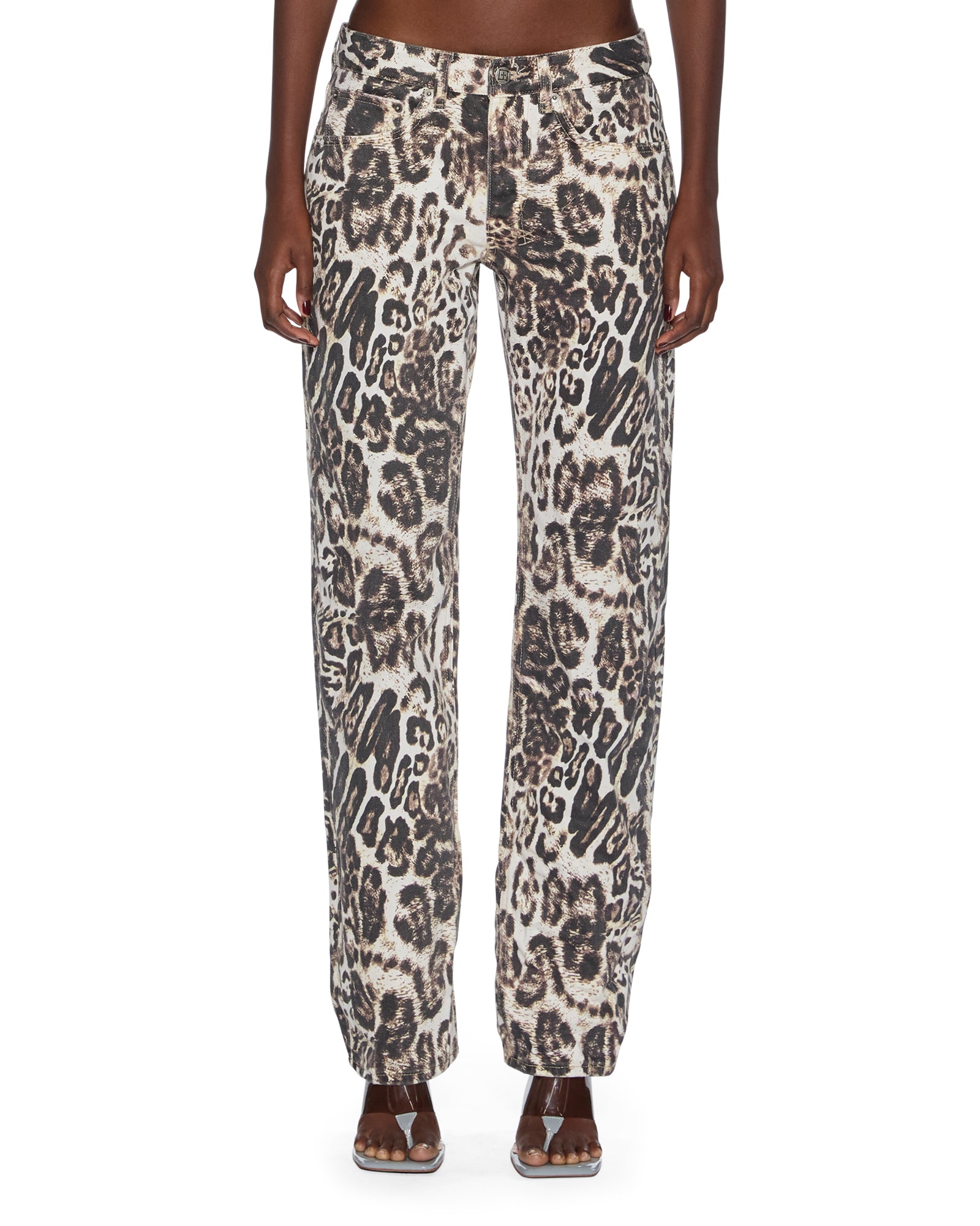 Womens Mowalola Anti K Cheetah Relaxed Denim Jeans - Image 4
