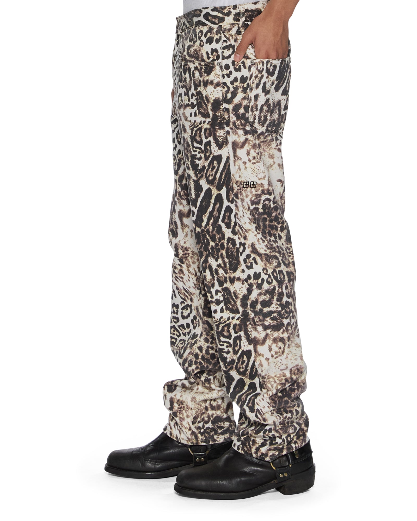 Womens Mowalola Anti K Cheetah Relaxed Denim Jeans - Image 5