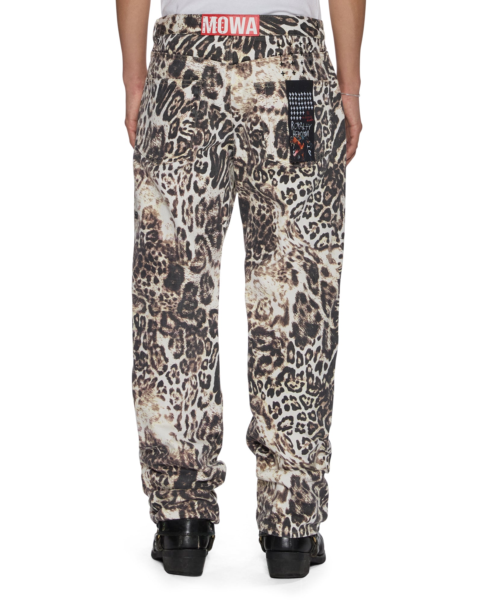 Womens Mowalola Anti K Cheetah Relaxed Denim Jeans - Image 7