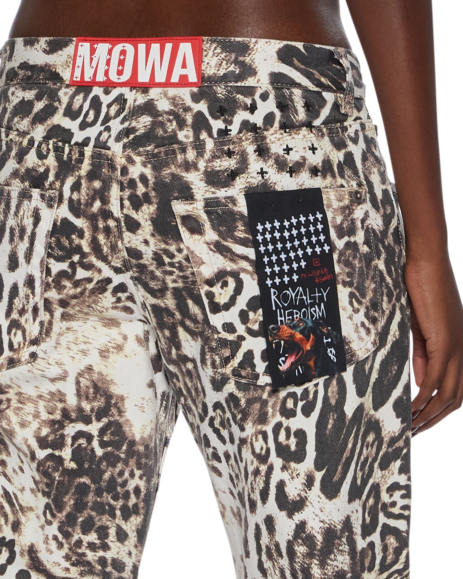 Womens Mowalola Anti K Cheetah Relaxed Denim Jeans - Image 9