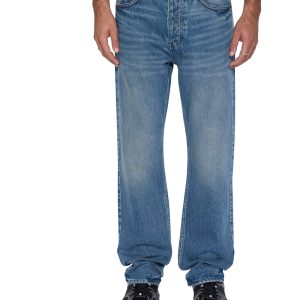 Mens Hazlow Roadhouse Repair Straight Denim Jeans