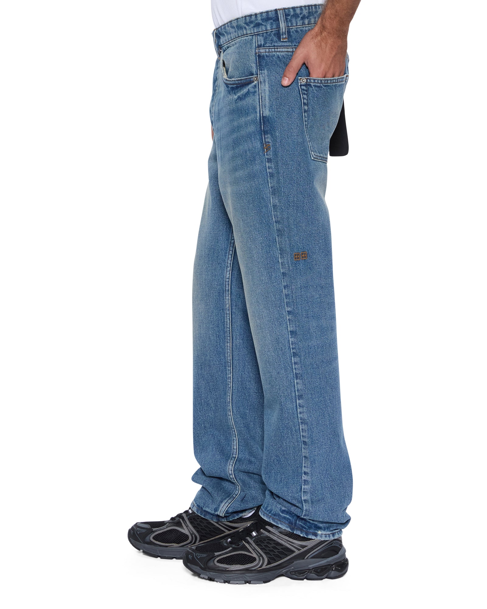 Mens Hazlow Roadhouse Repair Straight Denim Jeans - Image 3