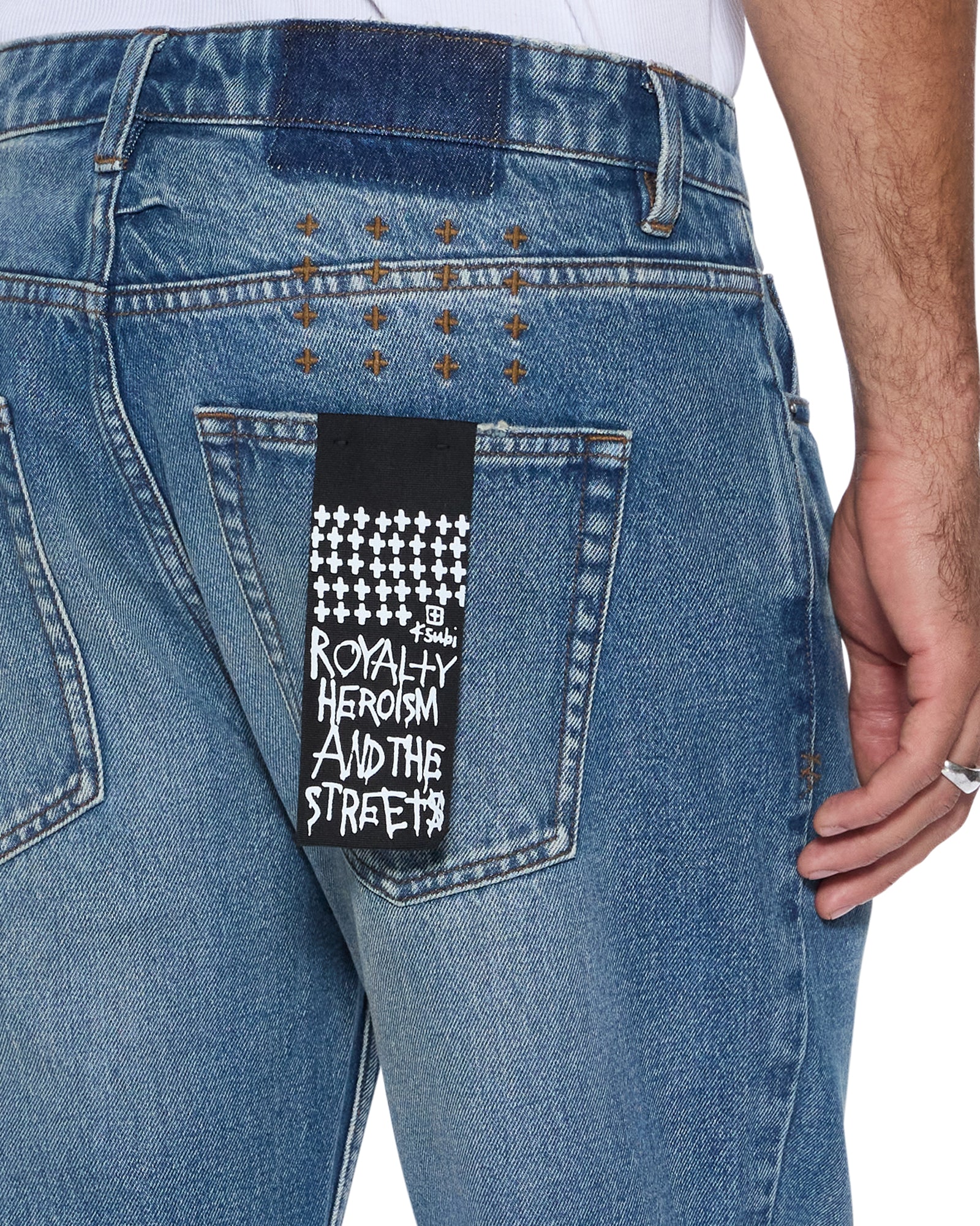 Mens Hazlow Roadhouse Repair Straight Denim Jeans - Image 4