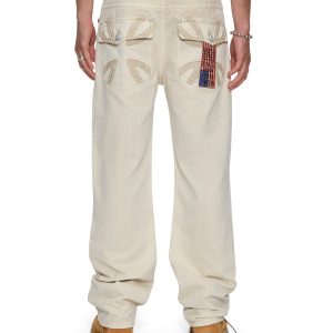 Mens Ksubi X Alice Hollywood Toro Ivory Bootcut Denim Jeans