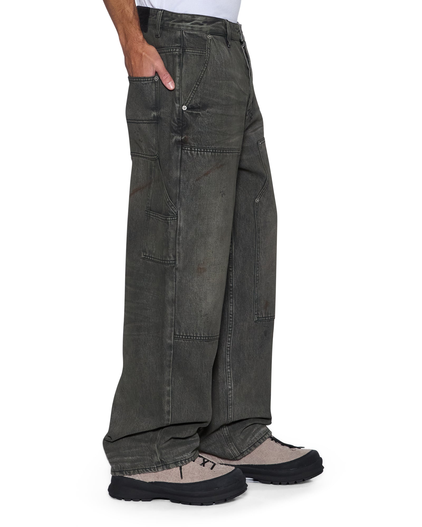 Mens Maxx Operator Mekanik Grey Baggy Denim Jeans - Image 3