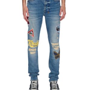 Mens Van Winkle Rodeo Patched Skinny Denim Jeans
