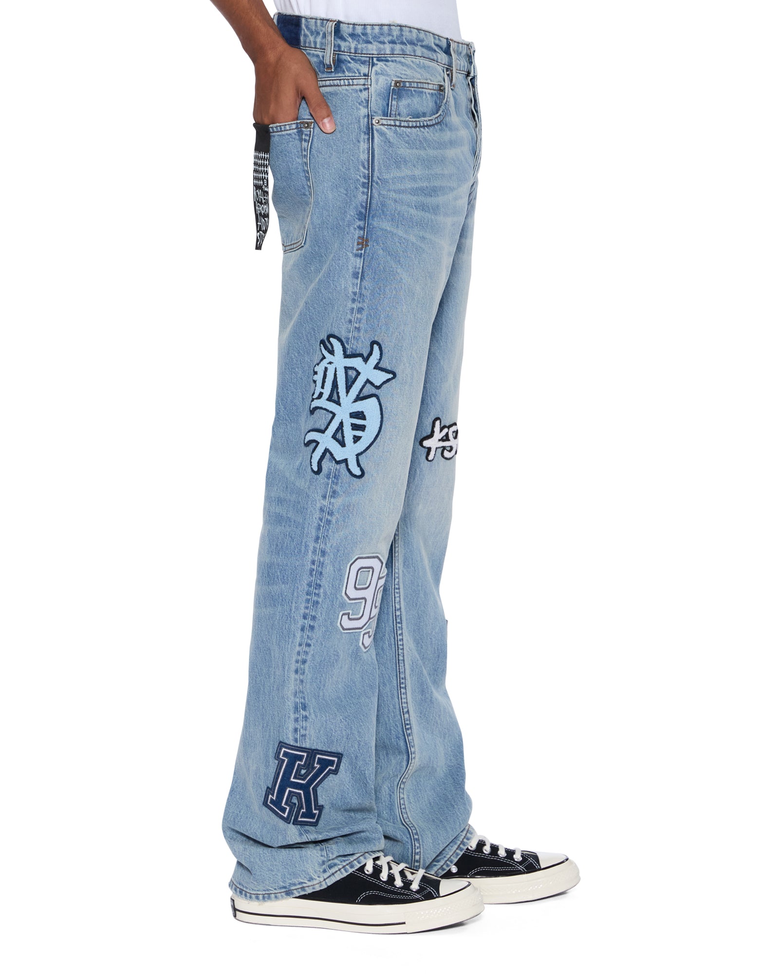 Mens Bronko Striker Patched Bootcut Denim Jeans - Image 2
