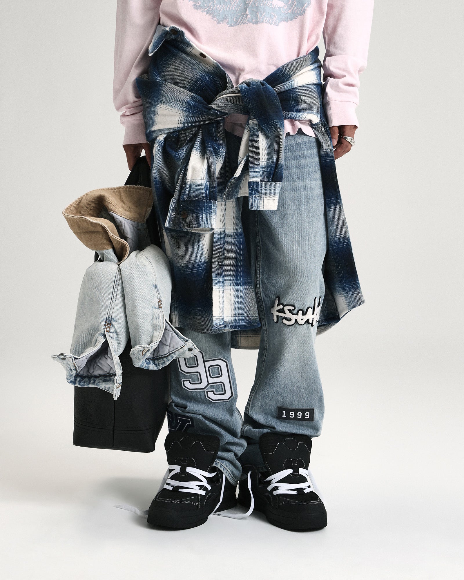 Mens Bronko Striker Patched Bootcut Denim Jeans - Image 3