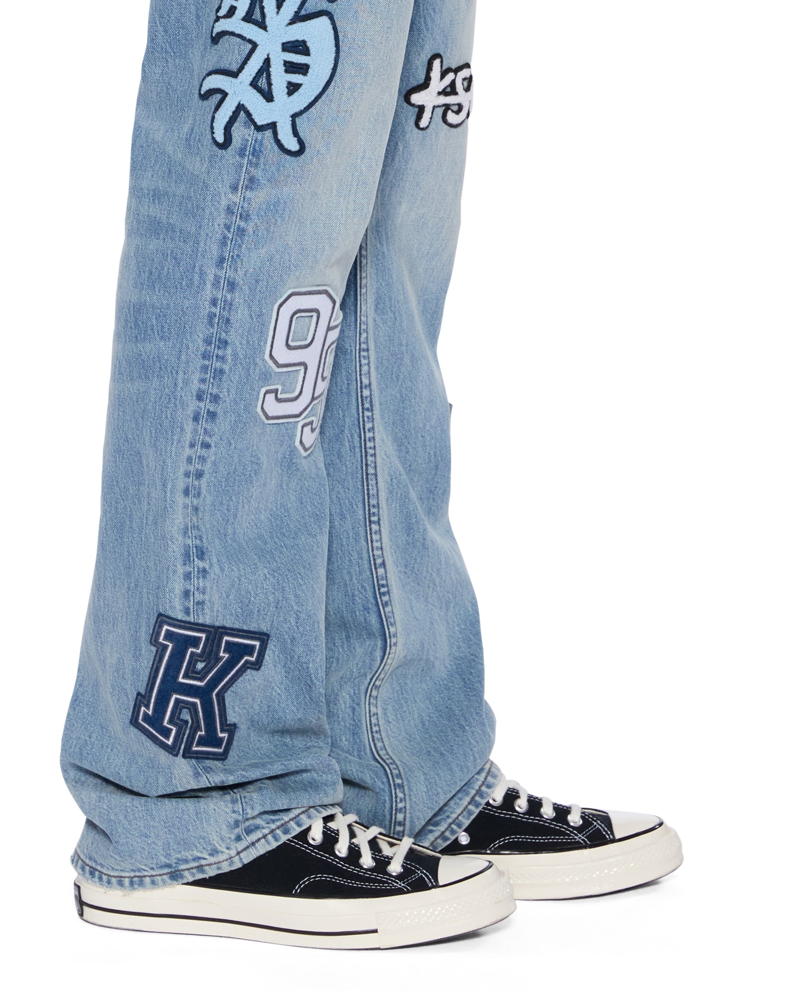 Mens Bronko Striker Patched Bootcut Denim Jeans - Image 4