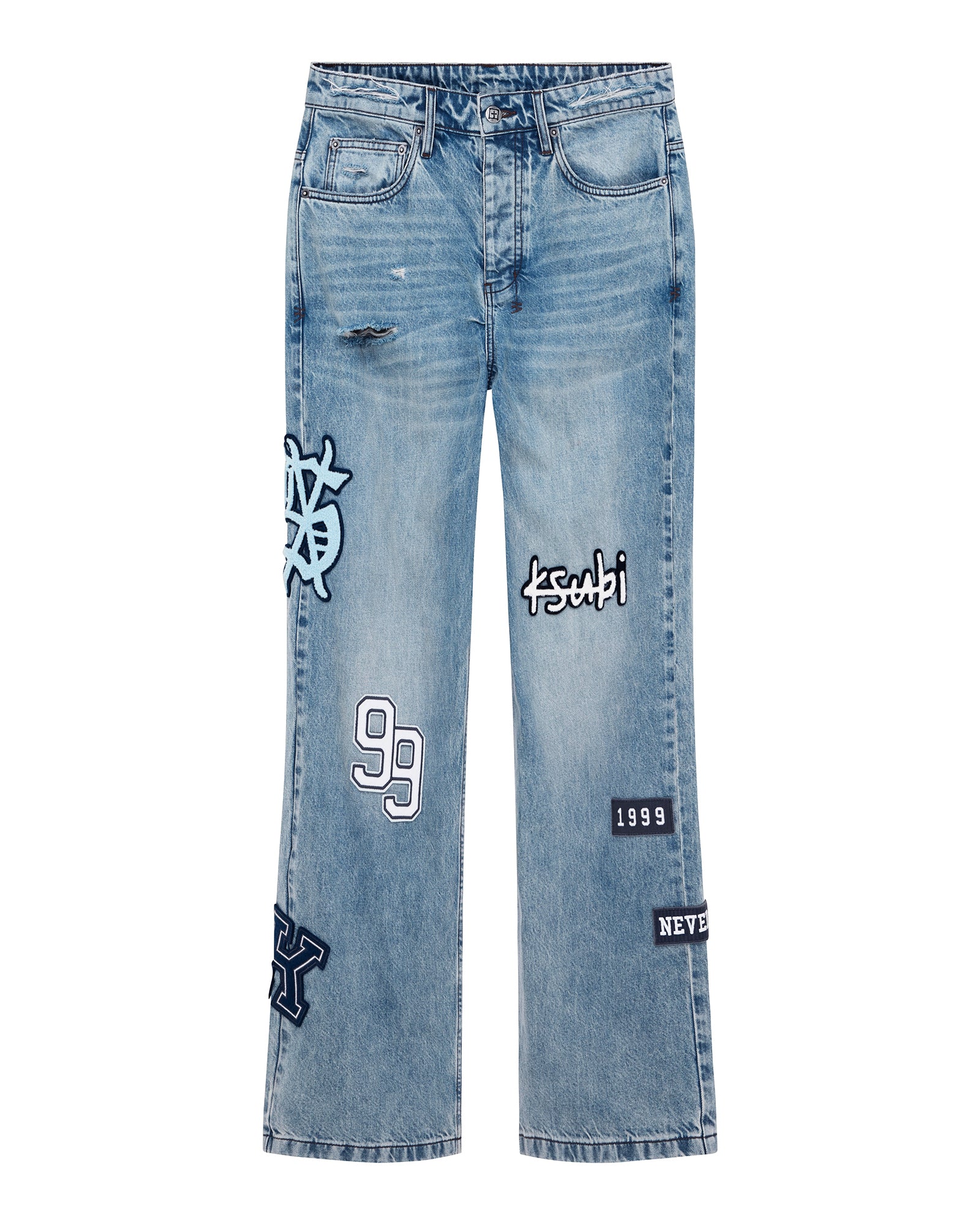 Mens Bronko Striker Patched Bootcut Denim Jeans - Image 7