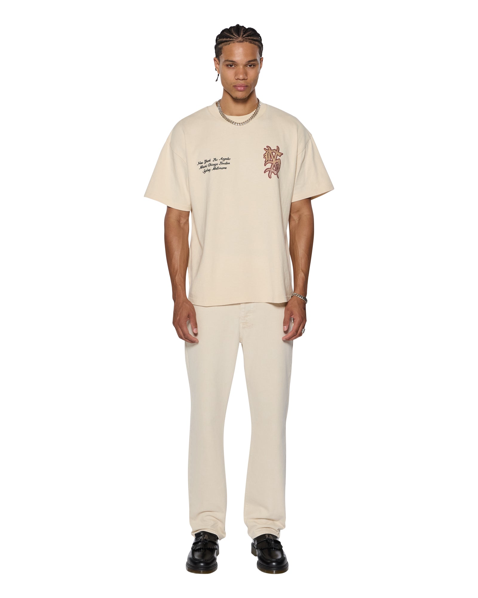 Mens Hazlow Ecru Straight Denim Jeans - Image 2
