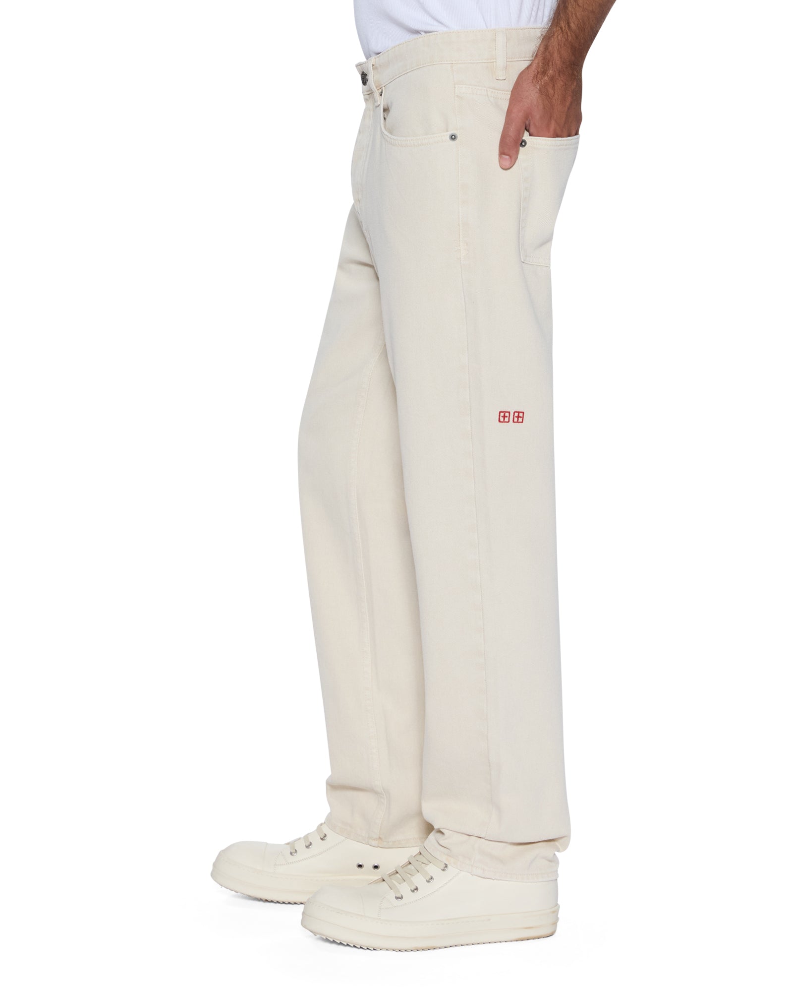 Mens Hazlow Ecru Straight Denim Jeans - Image 3