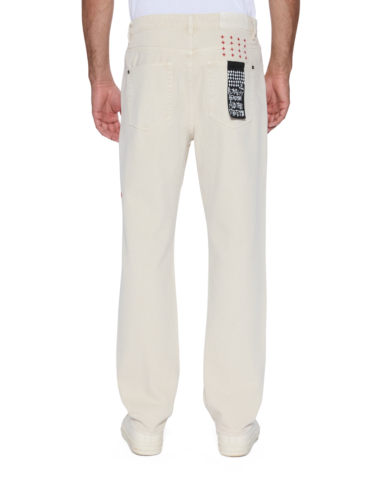 Mens Hazlow Ecru Straight Denim Jeans - Image 4