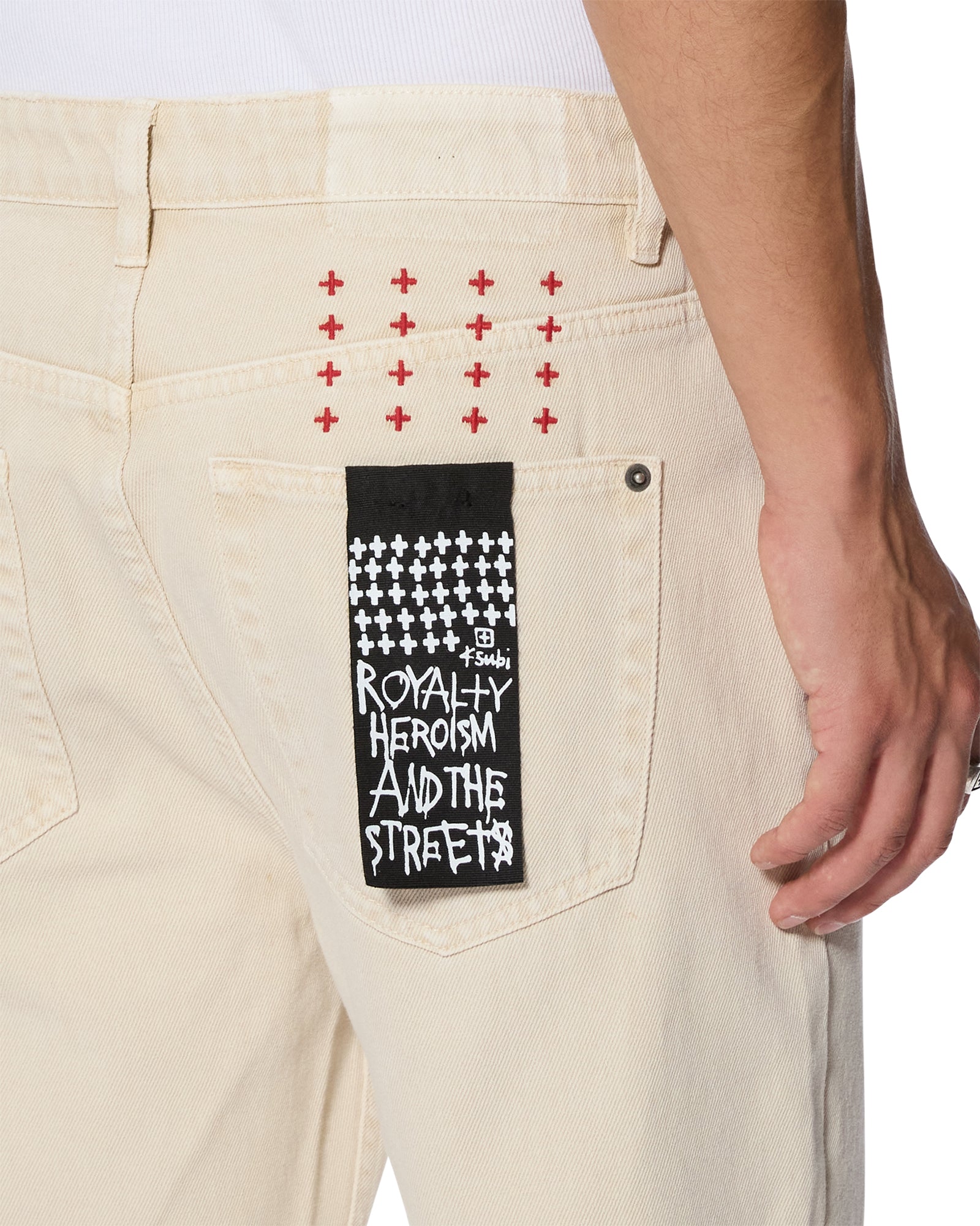 Mens Hazlow Ecru Straight Denim Jeans - Image 5