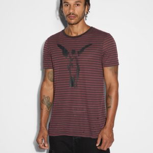 Angel Sioux Short Sleeve Mens T-shirt - Red Black Stripe