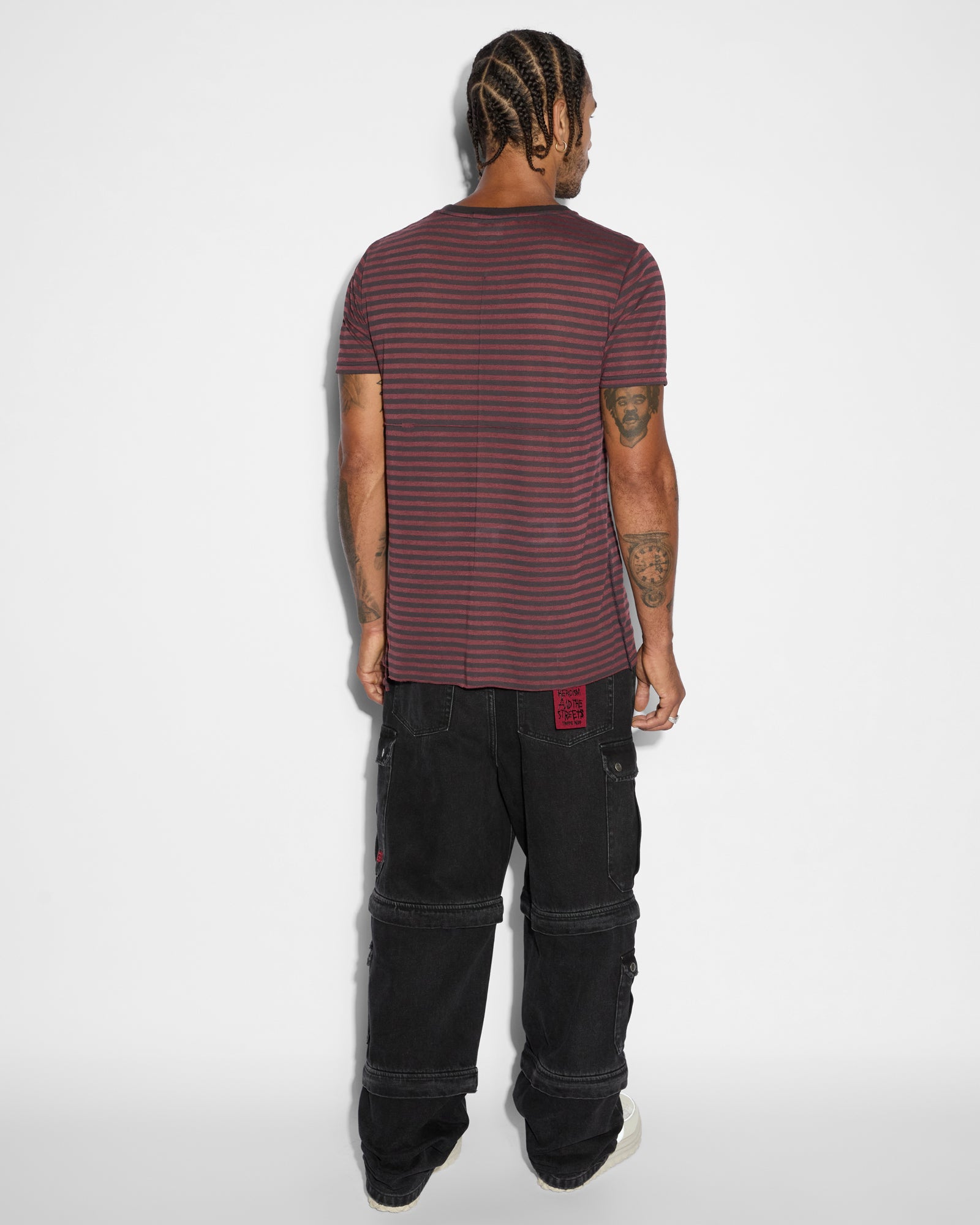 Angel Sioux Short Sleeve Mens T-shirt - Red Black Stripe - Image 8