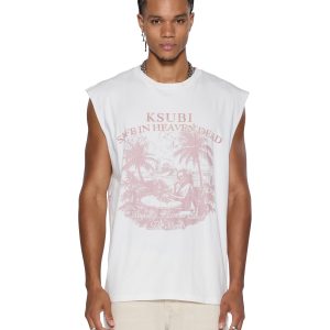 Mens Paradiso Cut Off Tee Vintage White Tees