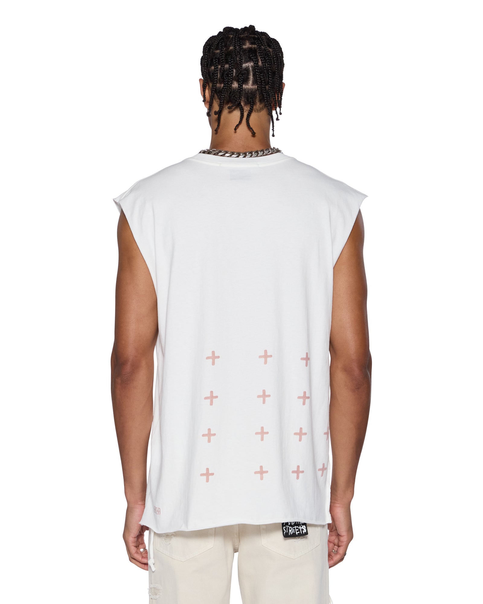 Mens Paradiso Cut Off Tee Vintage White Tees - Image 3