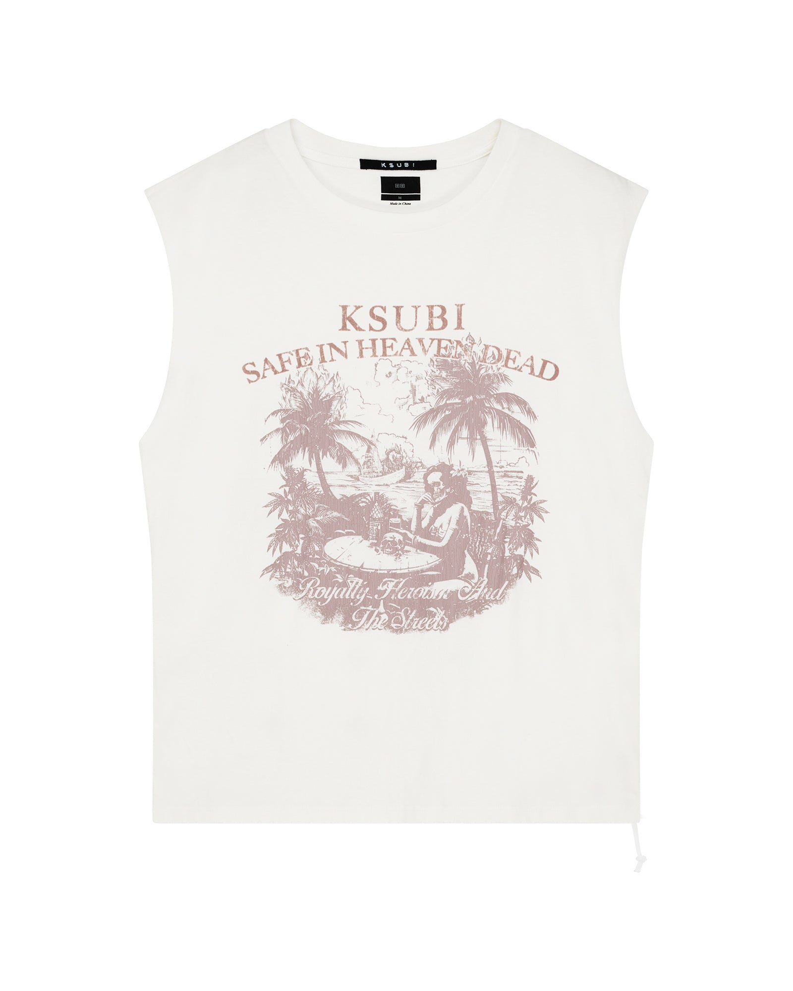 Mens Paradiso Cut Off Tee Vintage White Tees - Image 4