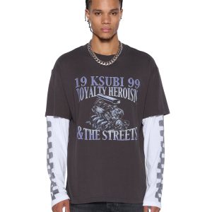Mens Engine Ls Layer Tee Faded Black Tees