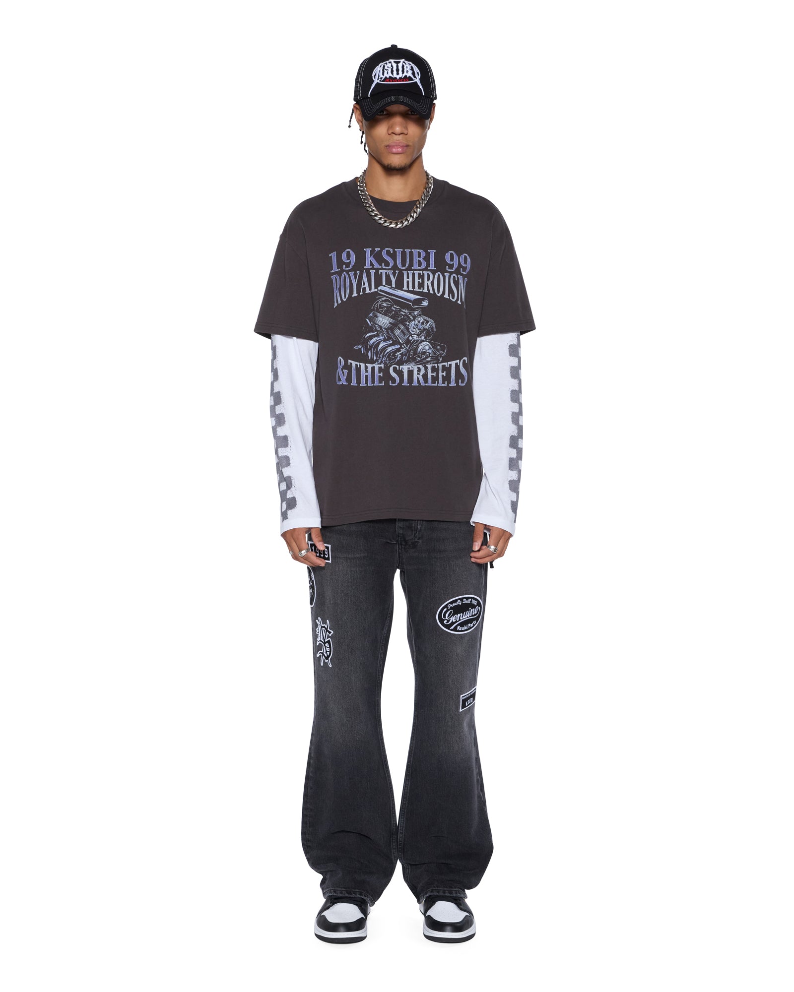 Mens Engine Ls Layer Tee Faded Black Tees - Image 2