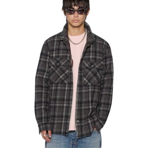 Mens Snakebite Shirt Check Charcoal Shirts