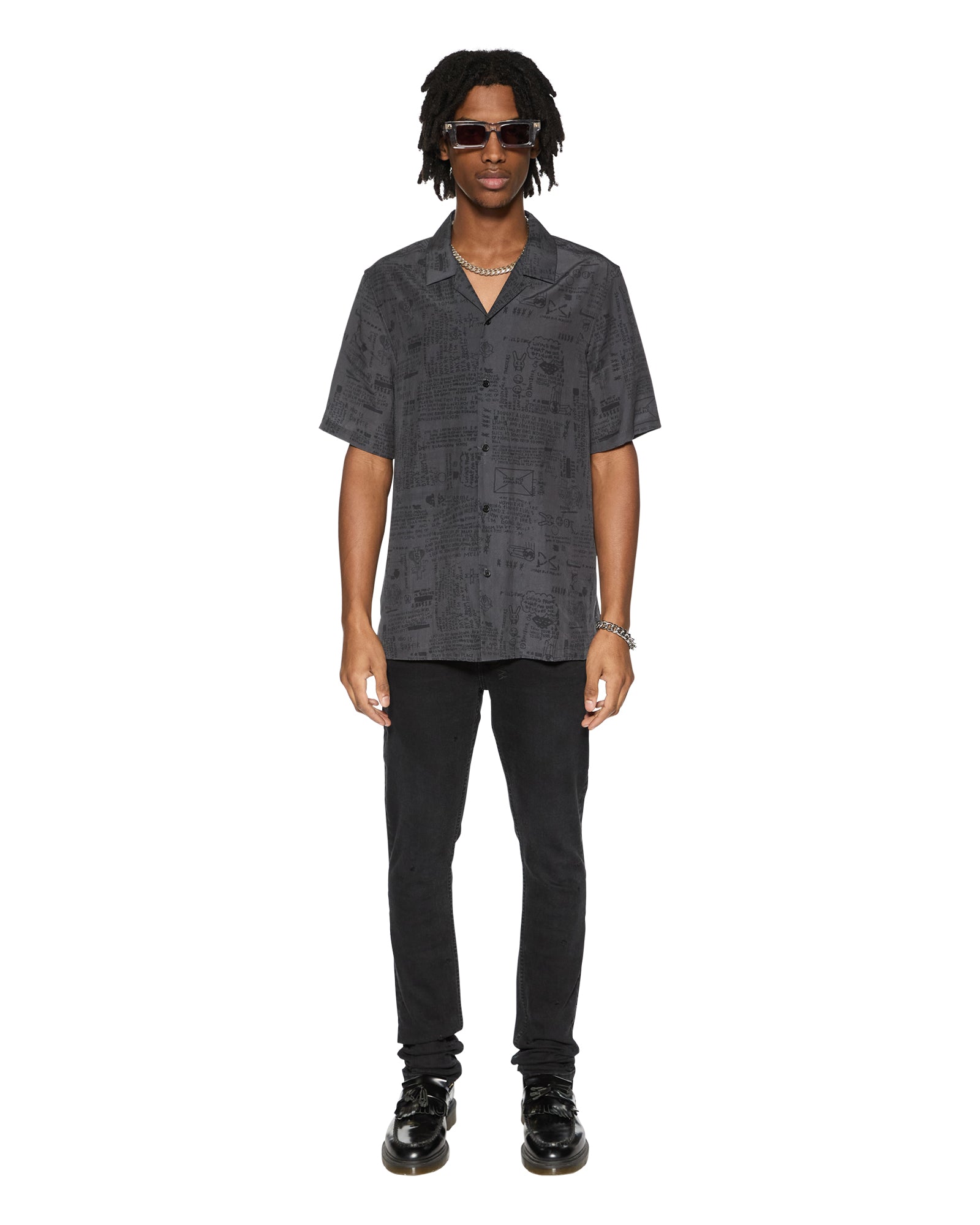 Verses Black Short Sleeve Resort Shirt - Image 2