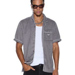 Mens Lounge Ss Resort Shirt Charcoal Shirts