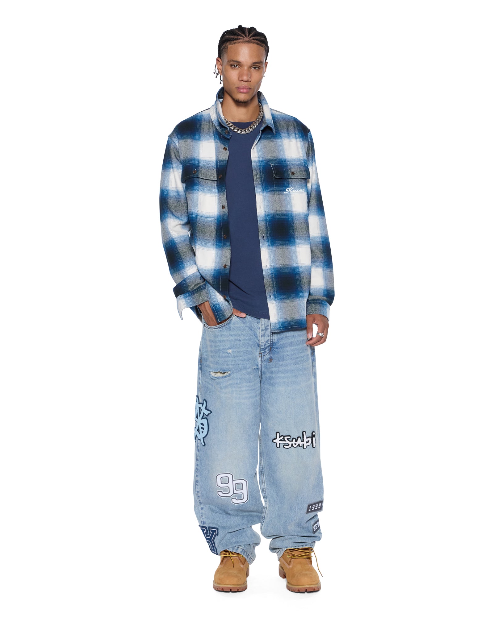 Mens Rosebowl Ls Shirt Salted Blue Shirts - Image 2