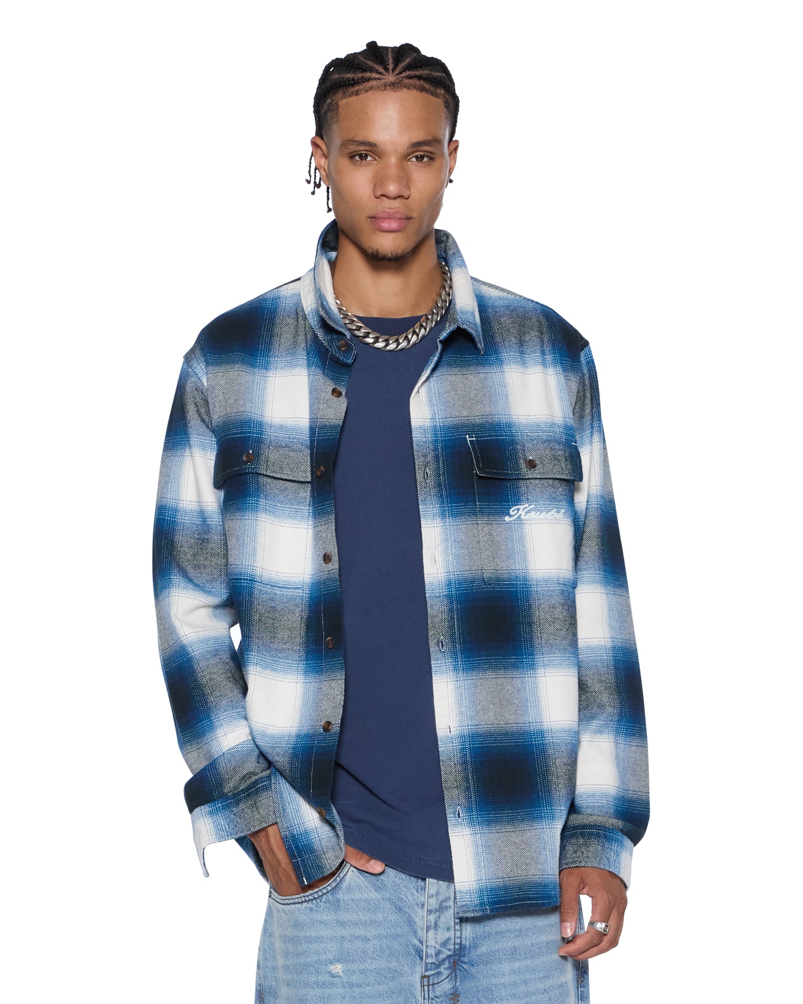 Mens Rosebowl Ls Shirt Salted Blue Shirts - Image 3