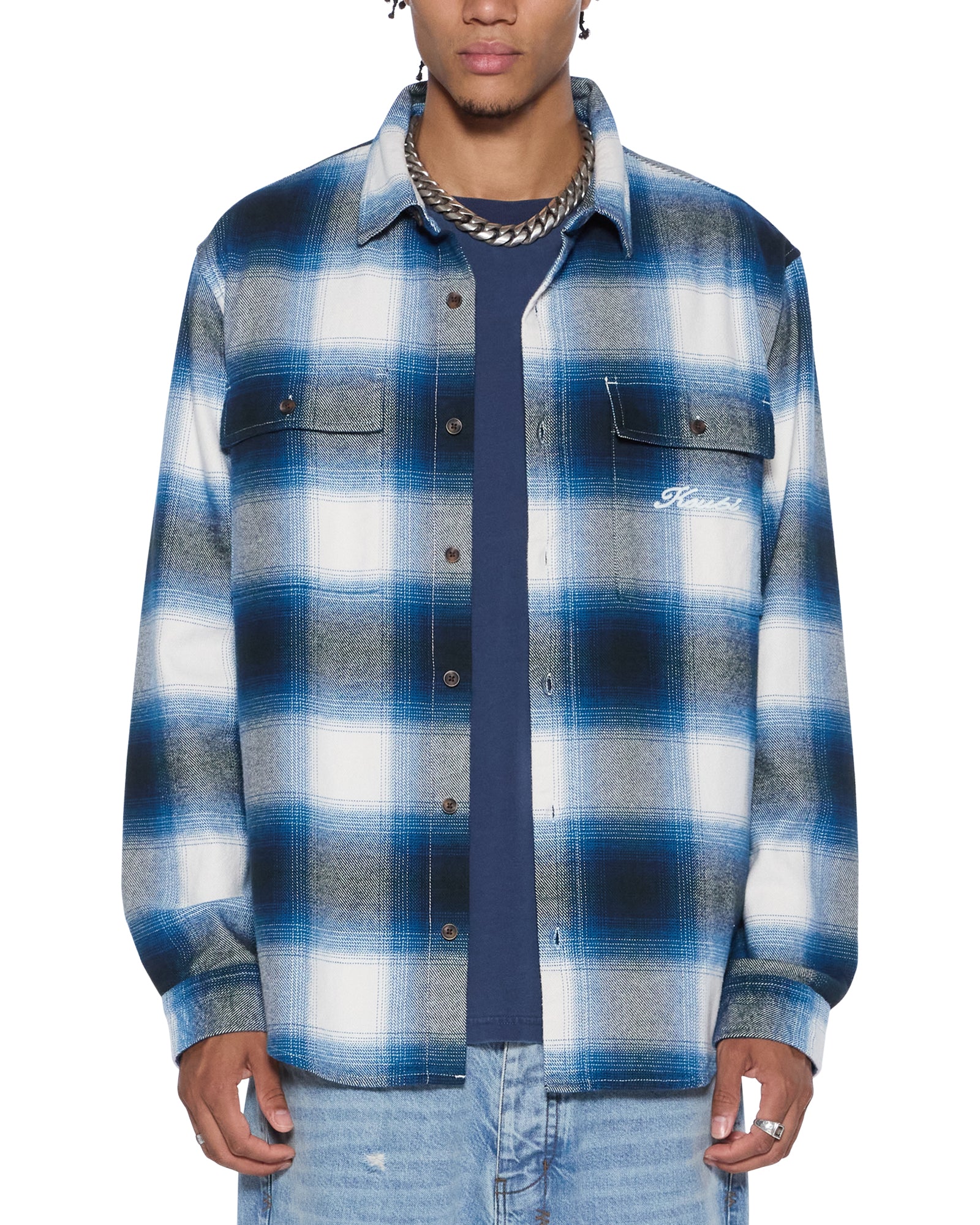 Mens Rosebowl Ls Shirt Salted Blue Shirts - Image 5