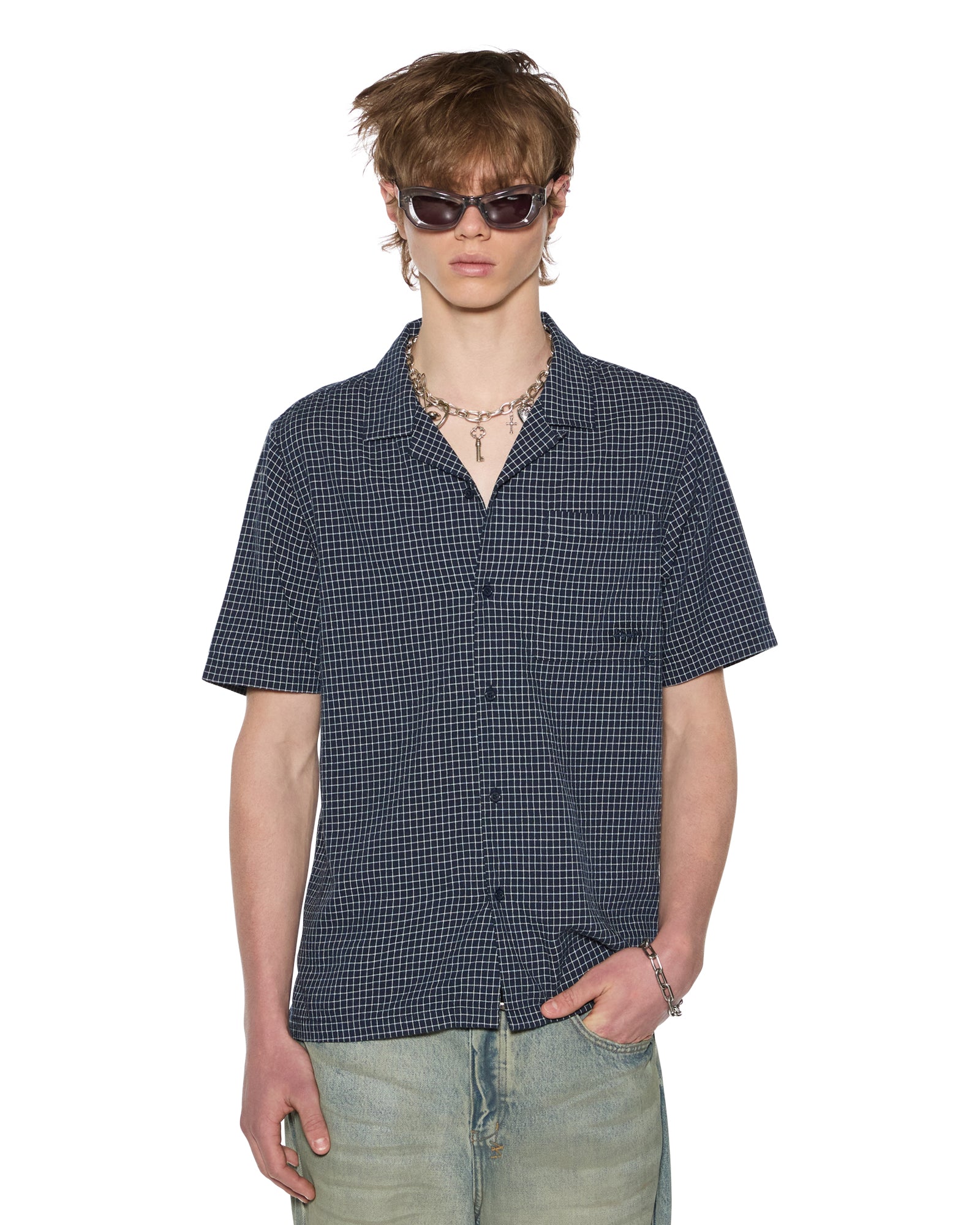 Mens 1999 Diner Ss Shirt Navy Shirts - Image 3