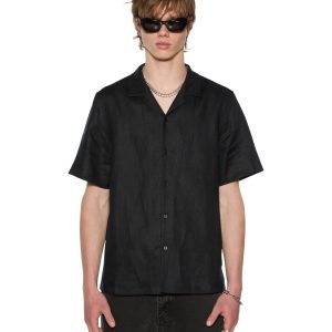 Mens Costa Resort Ss Shirt Black Shirts