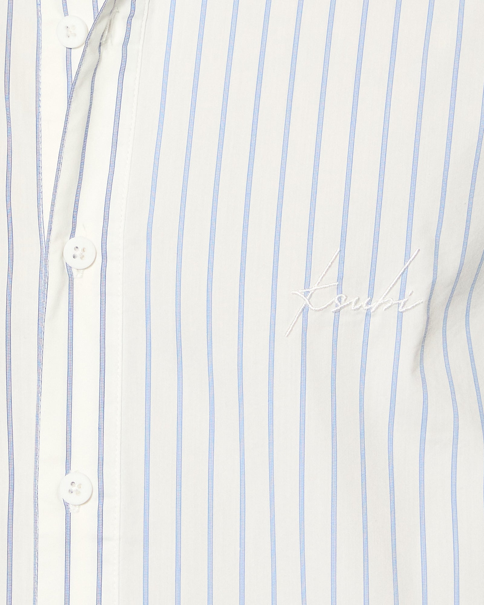 Skript Long Sleeve Cotton Shirt - White and Blue Pinstripe - Image 5