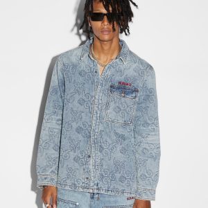 Quilted Long Sleeve Denim Shirt K9 - Stoned Blue