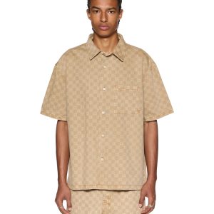 Box Tan Denim Short Sleeve Shirt