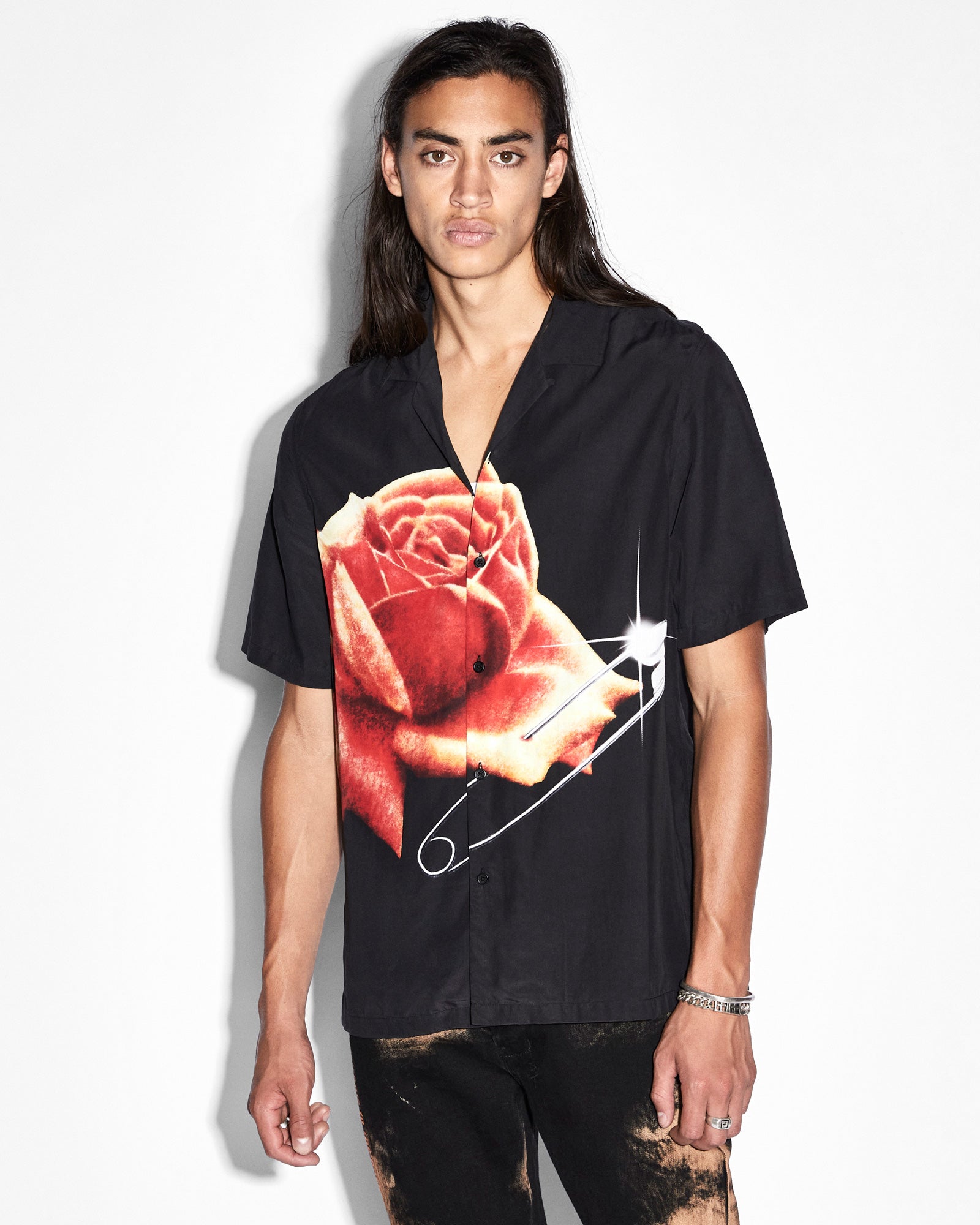Buy Rose Garden Resort Ss Shirt Black | KSUBI