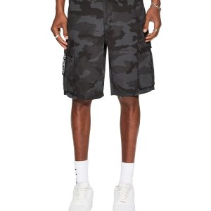 Fugitive Cargo Short Black Camo Relaxed Fit - Dark Wash