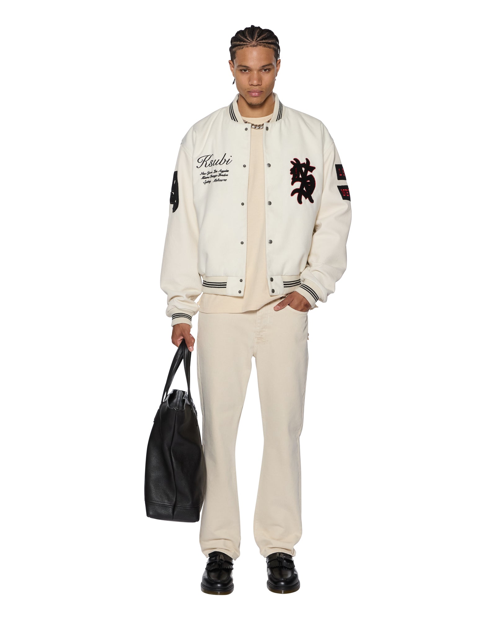 Mens Playoff Varsity Jacket Ecru Jackets - Image 2