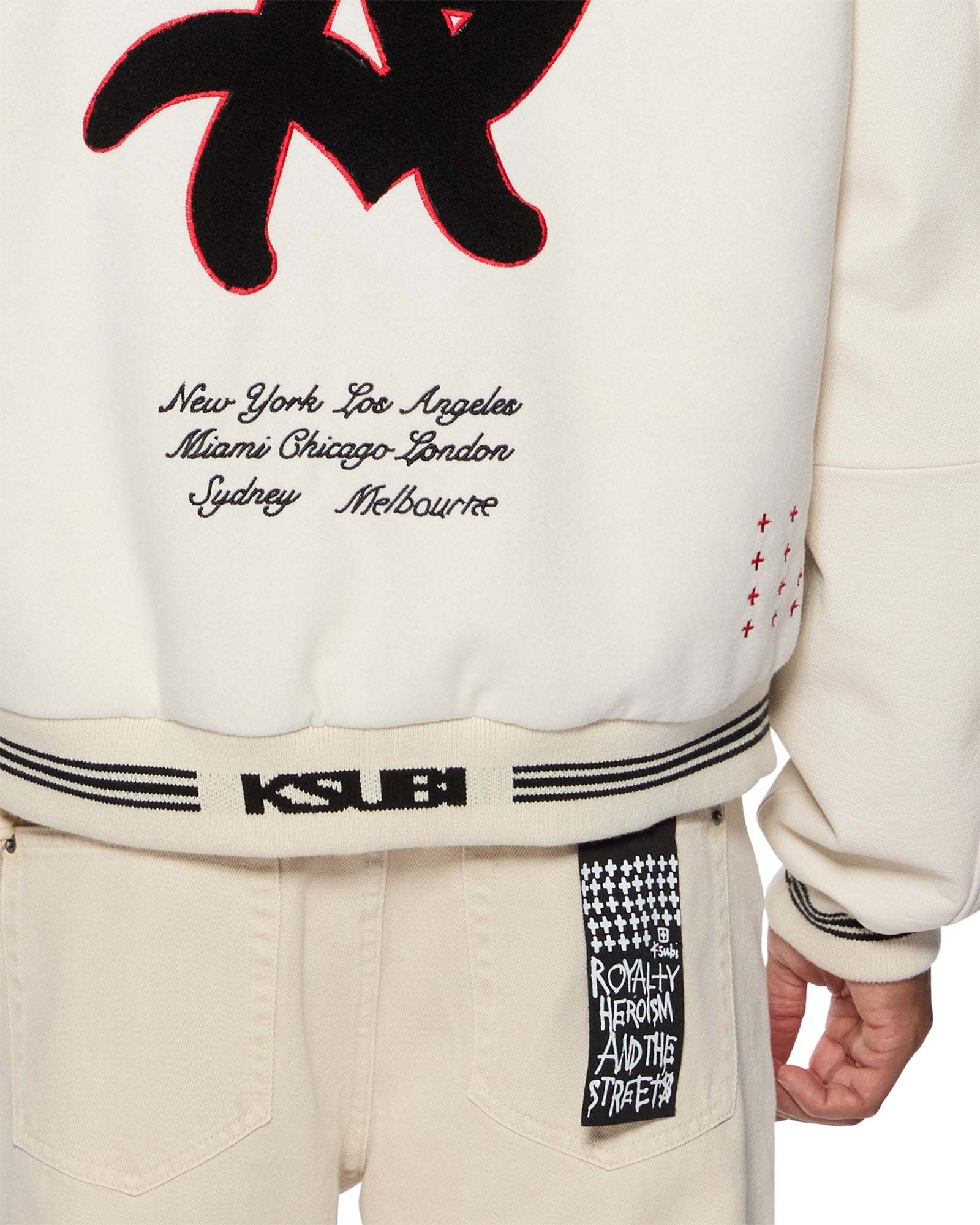 Mens Playoff Varsity Jacket Ecru Jackets - Image 4