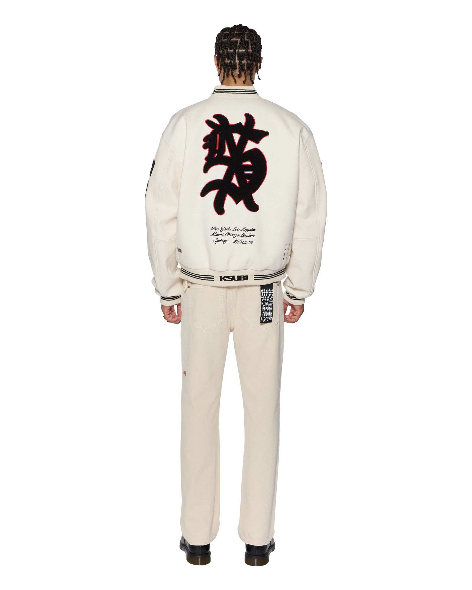 Mens Playoff Varsity Jacket Ecru Jackets - Image 7