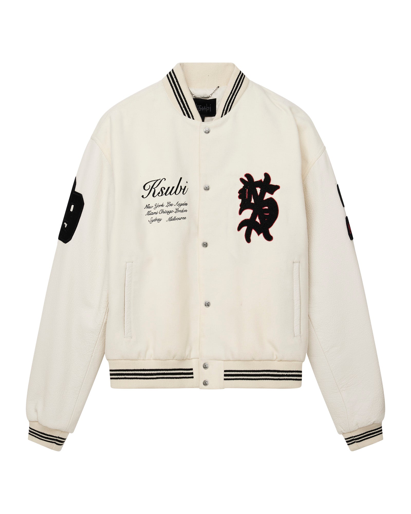 Mens Playoff Varsity Jacket Ecru Jackets - Image 8