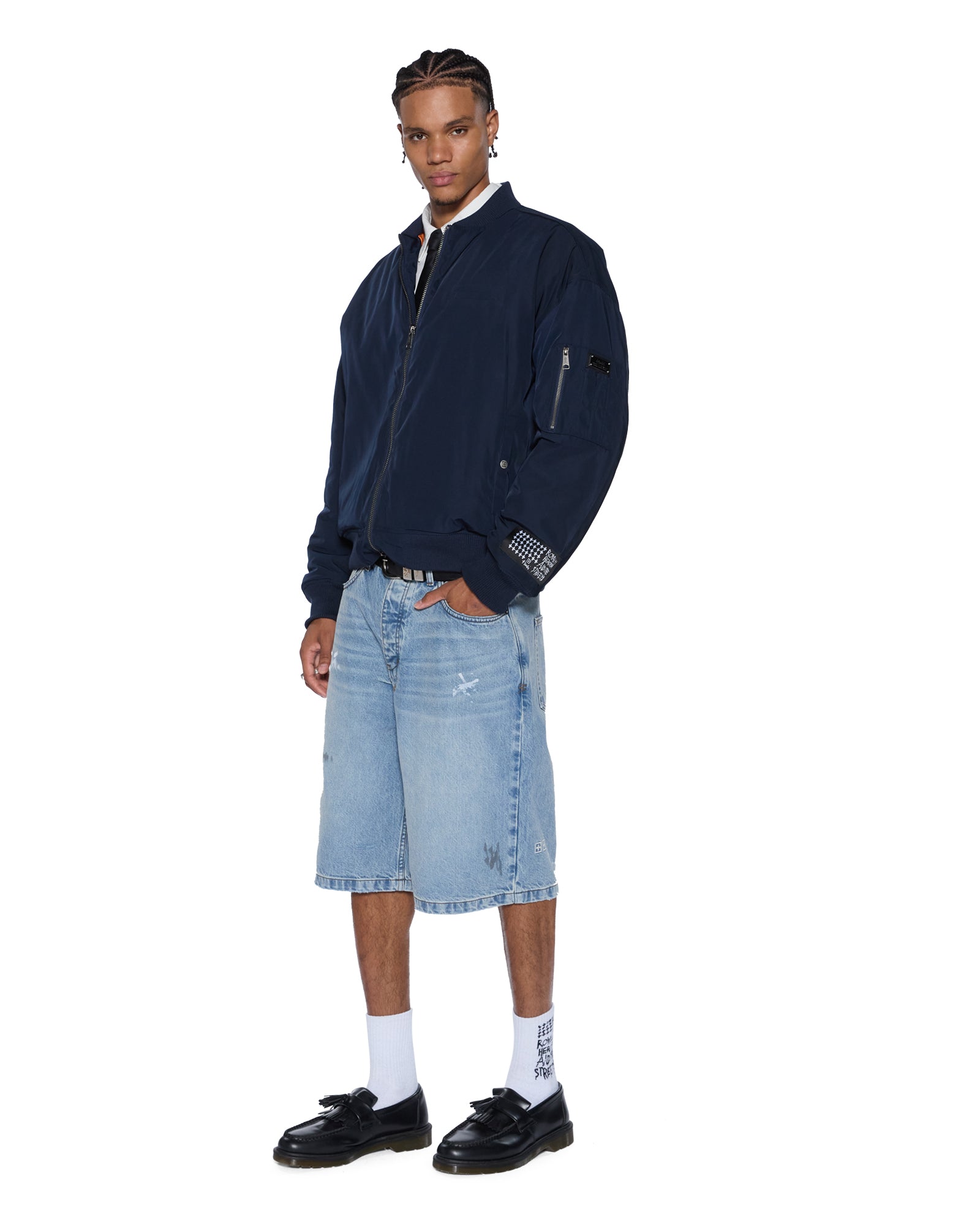 Mens Intruder Bomber Jacket Navy Jackets - Image 3