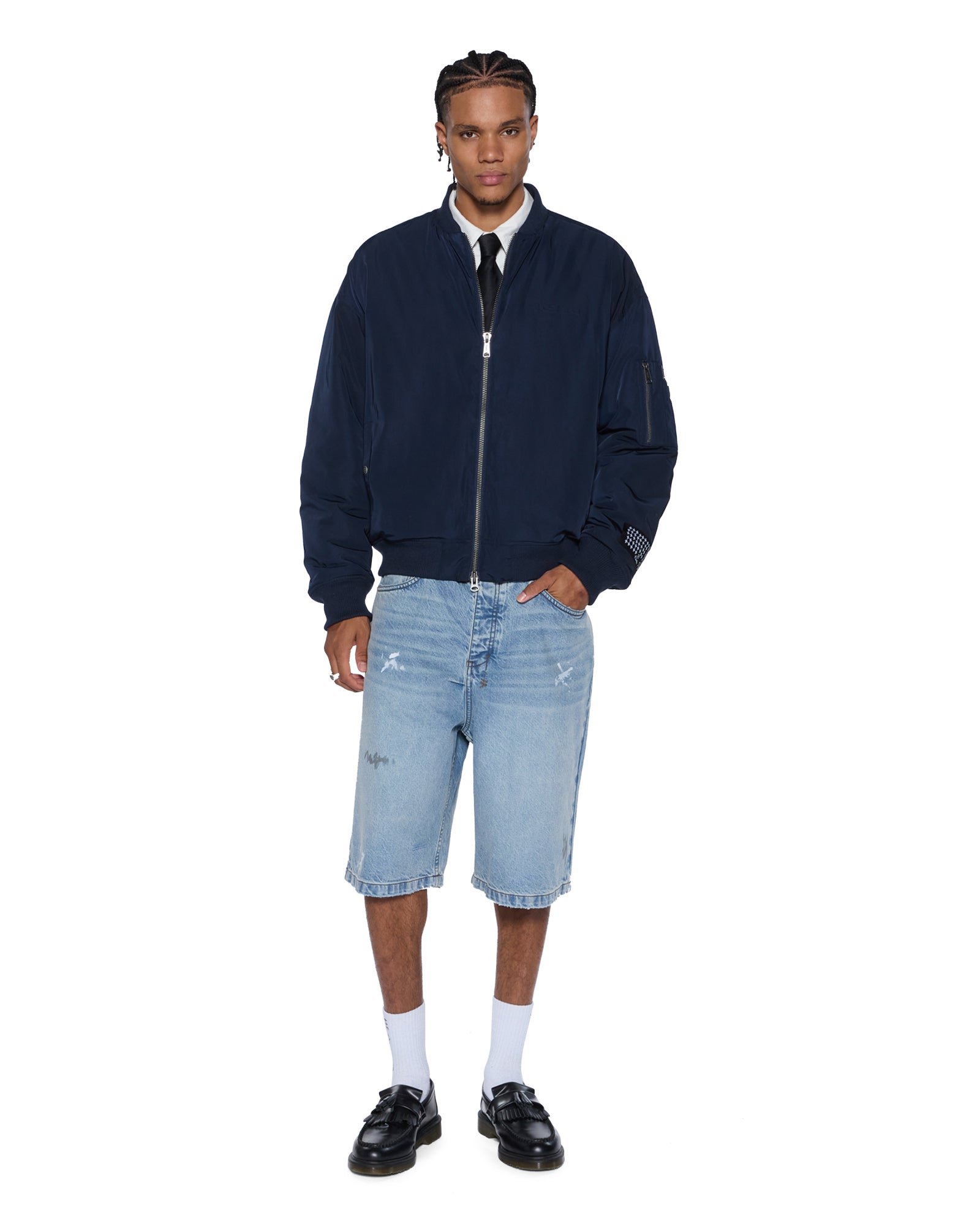 Mens Intruder Bomber Jacket Navy Jackets - Image 5