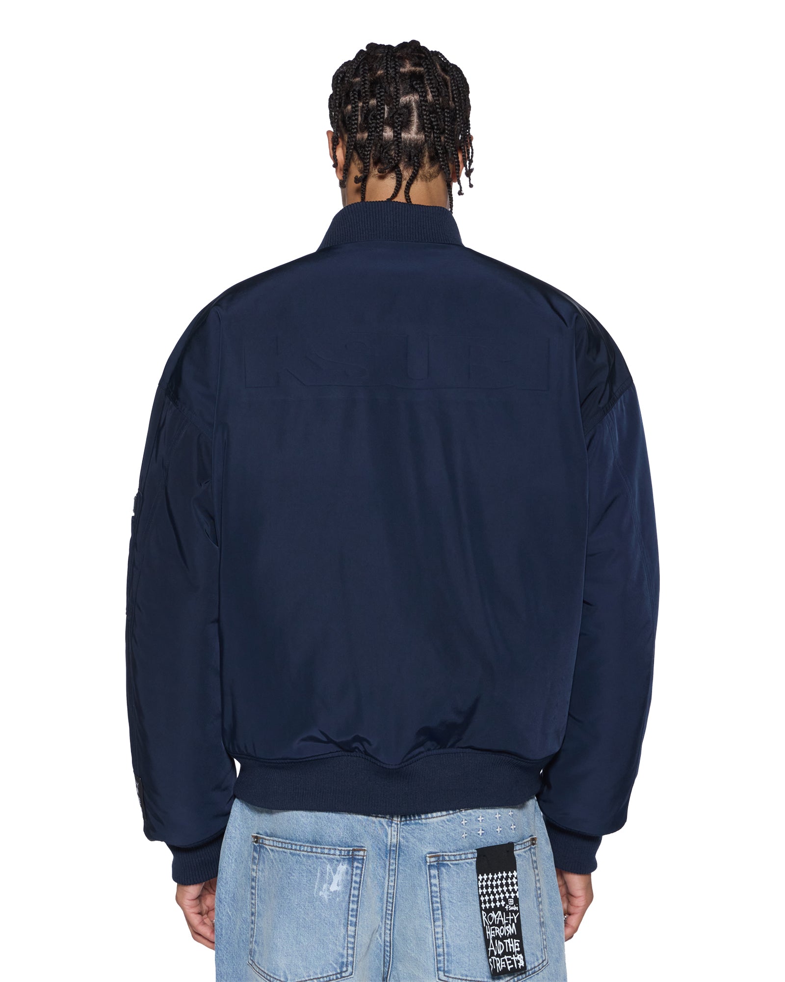 Mens Intruder Bomber Jacket Navy Jackets - Image 7